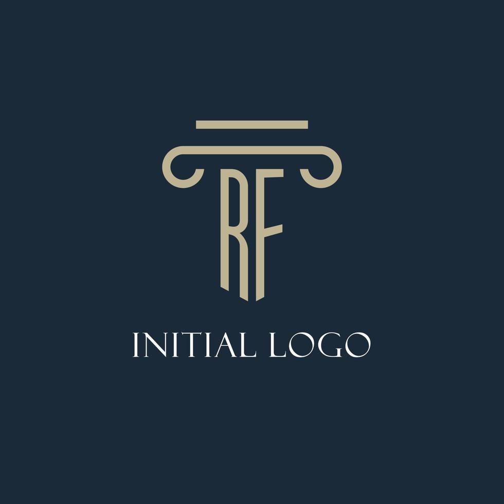 RF initial logo for lawyer, law firm, law office with pillar icon design vector