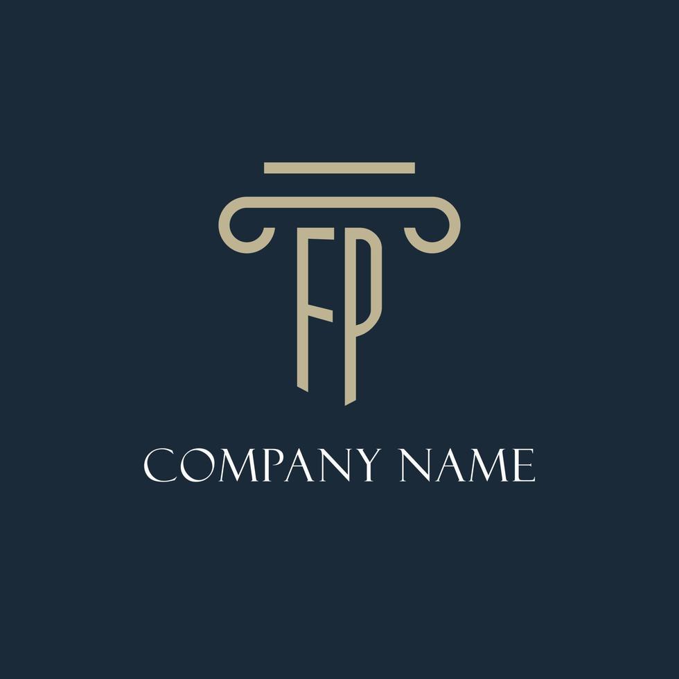 FP initial logo for lawyer, law firm, law office with pillar icon design vector