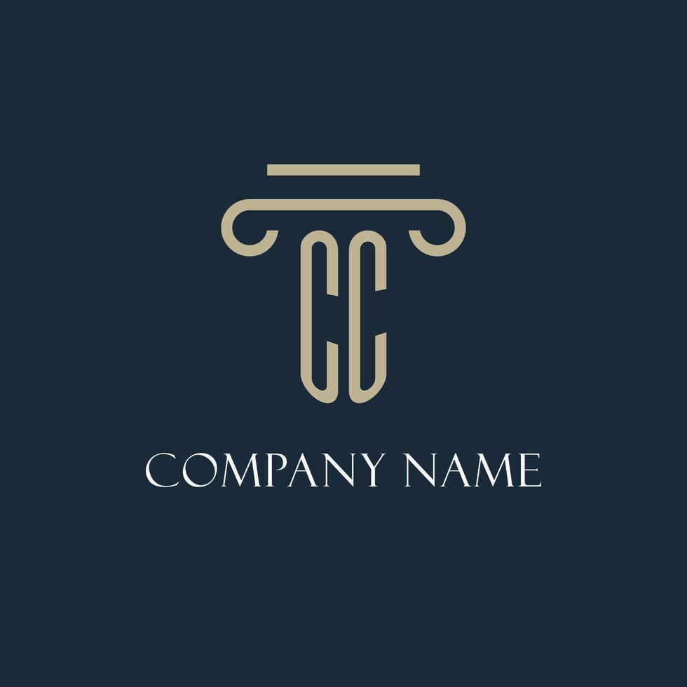 logotipo inicial de cc para abogado, bufete de abogados, bufete de abogados con diseño de icono de pilar vector