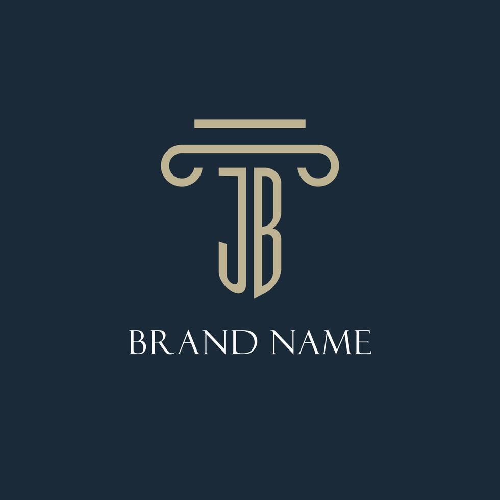 JB initial logo for lawyer, law firm, law office with pillar icon design vector