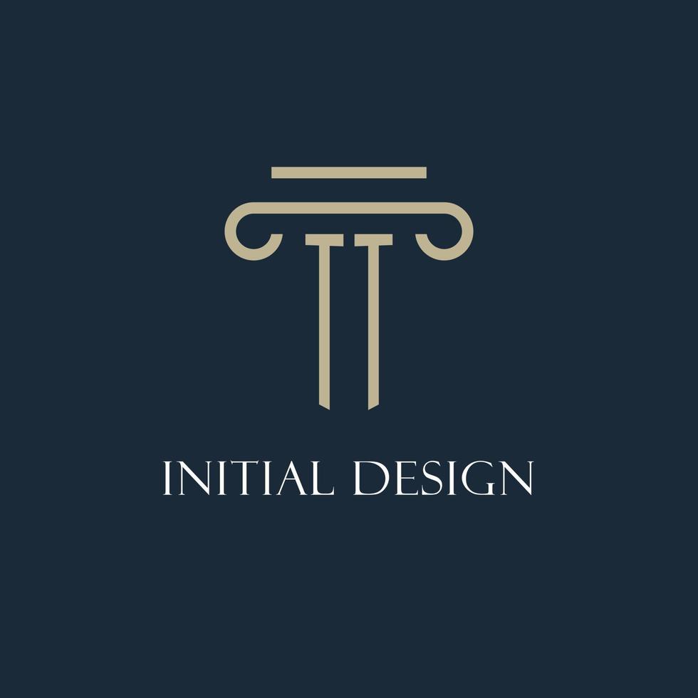 logotipo inicial tt para abogado, bufete de abogados, bufete de abogados con diseño de icono de pilar vector