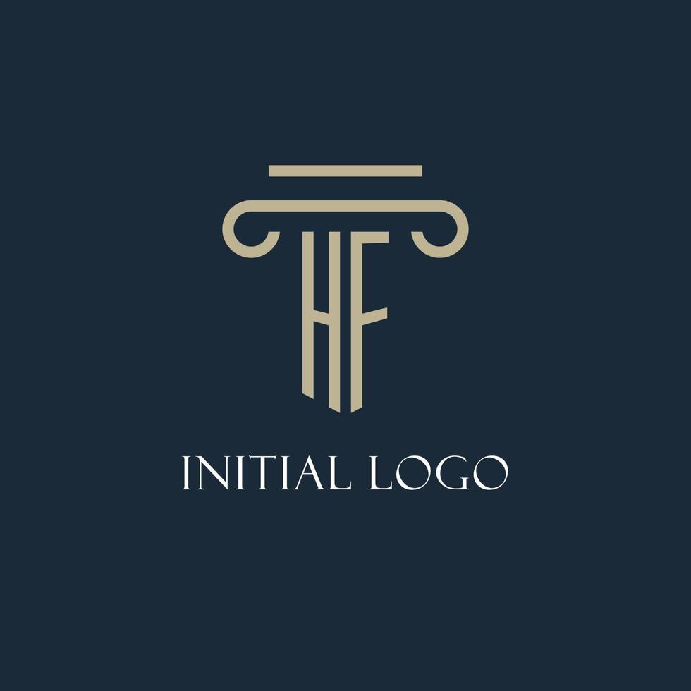 logotipo inicial hf para abogado, bufete de abogados, bufete de abogados con diseño de icono de pilar vector