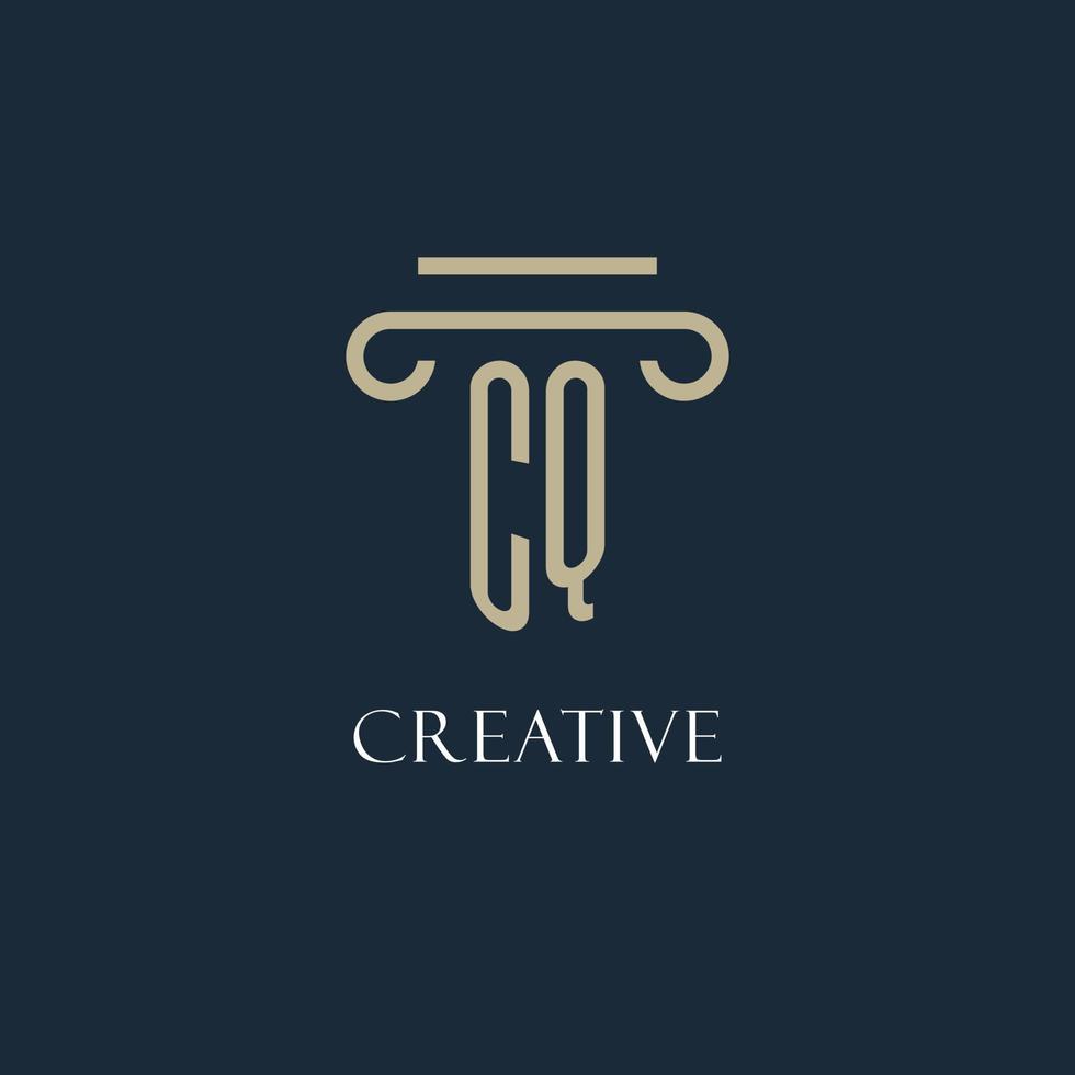 CQ initial logo for lawyer, law firm, law office with pillar icon design vector