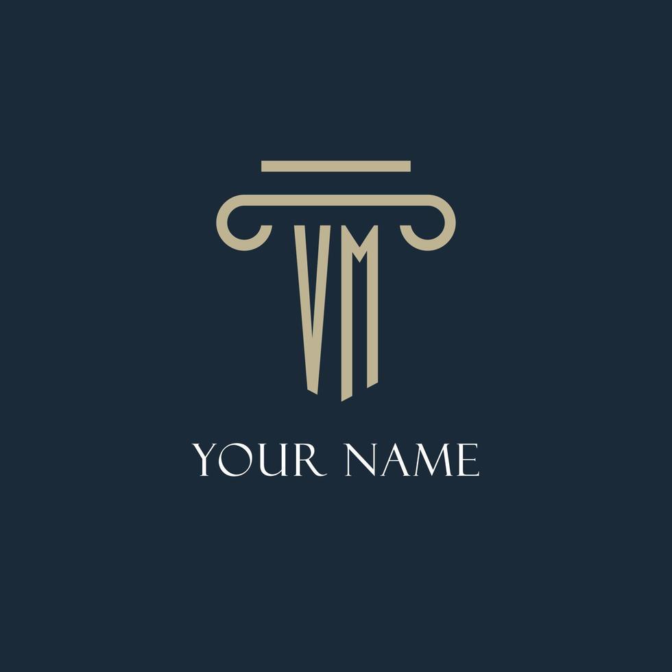 VM initial logo for lawyer, law firm, law office with pillar icon design vector