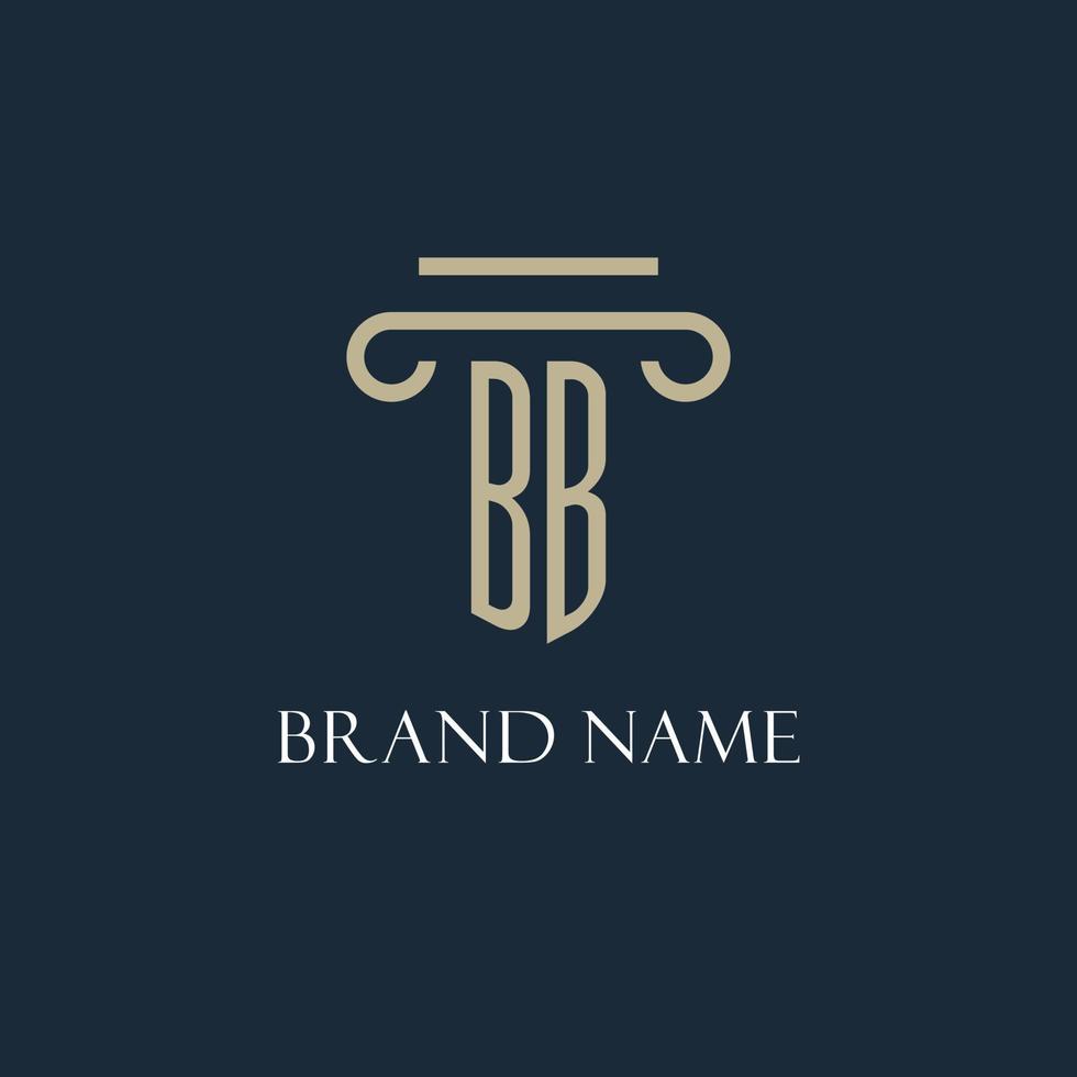 BB initial logo for lawyer, law firm, law office with pillar icon design vector