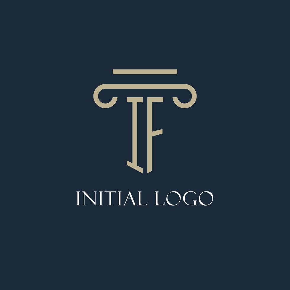 IF initial logo for lawyer, law firm, law office with pillar icon design vector