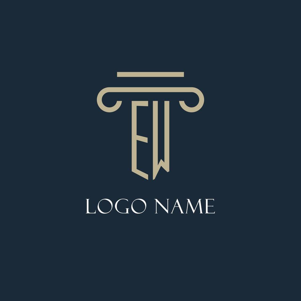 EW initial logo for lawyer, law firm, law office with pillar icon design vector