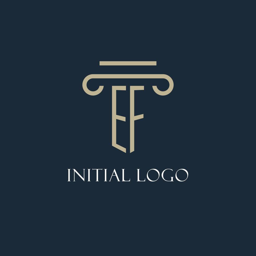 EF initial logo for lawyer, law firm, law office with pillar icon design vector