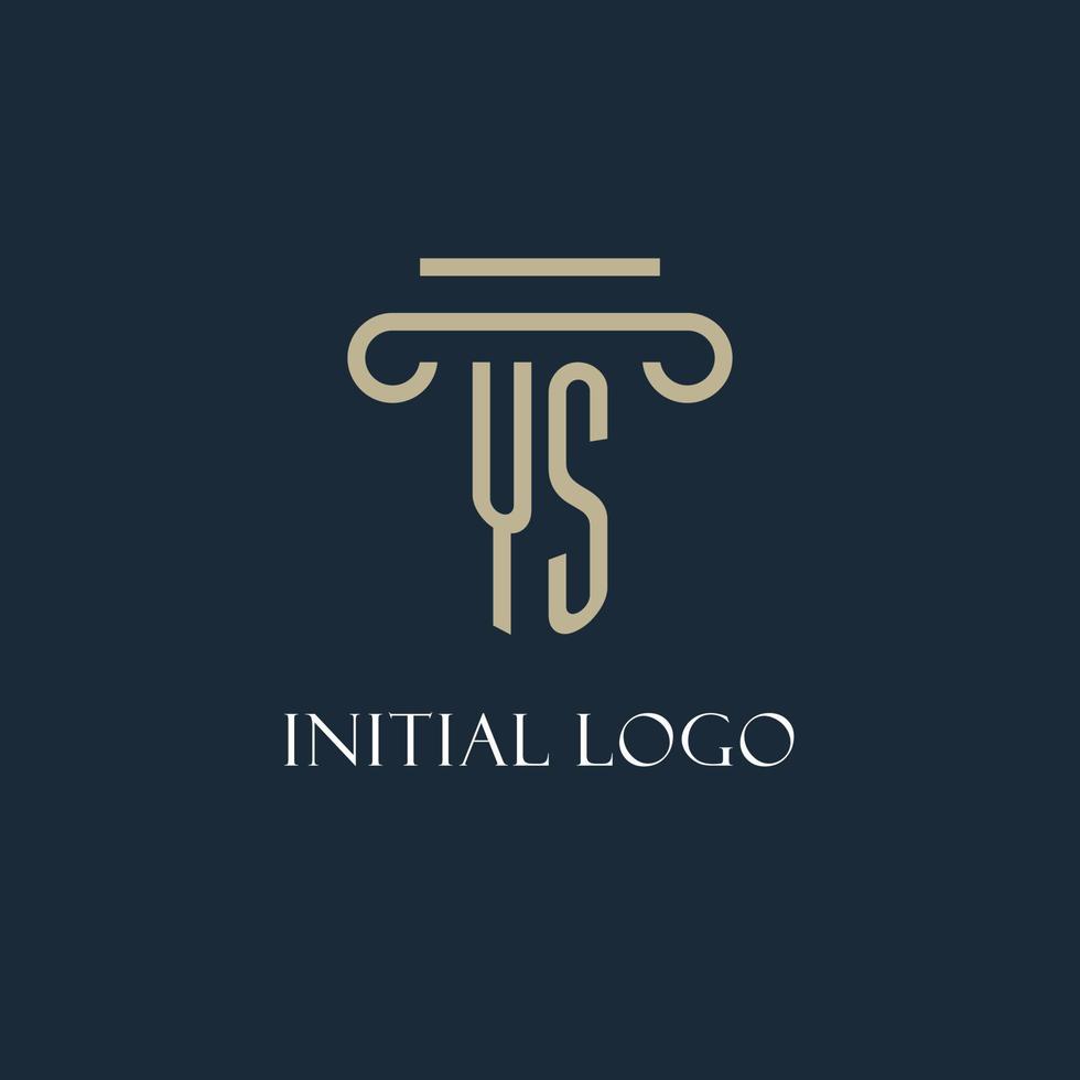 YS initial logo for lawyer, law firm, law office with pillar icon design vector