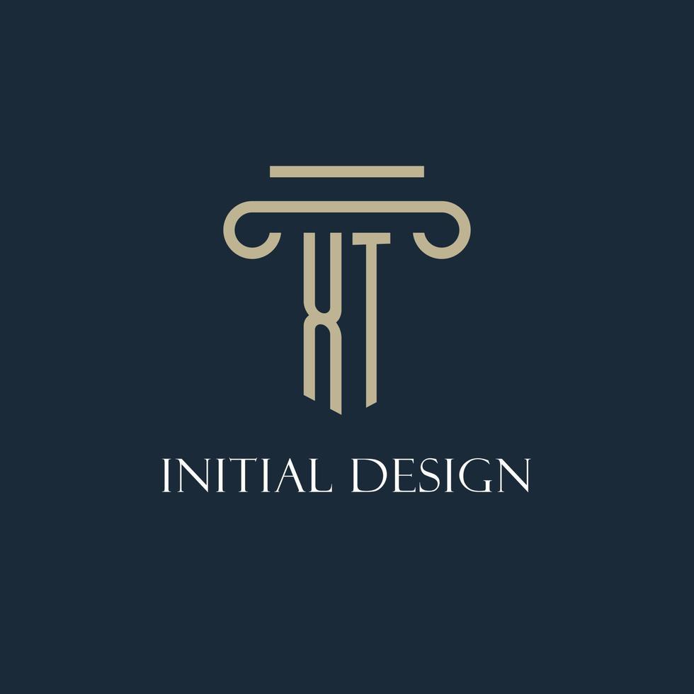 XT initial logo for lawyer, law firm, law office with pillar icon design vector