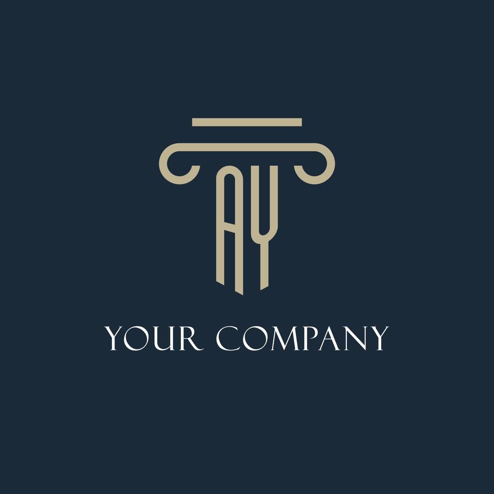 AY initial logo for lawyer, law firm, law office with pillar icon design vector