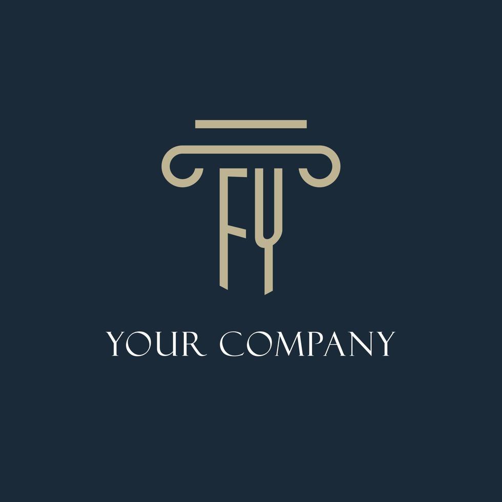 FY initial logo for lawyer, law firm, law office with pillar icon design vector