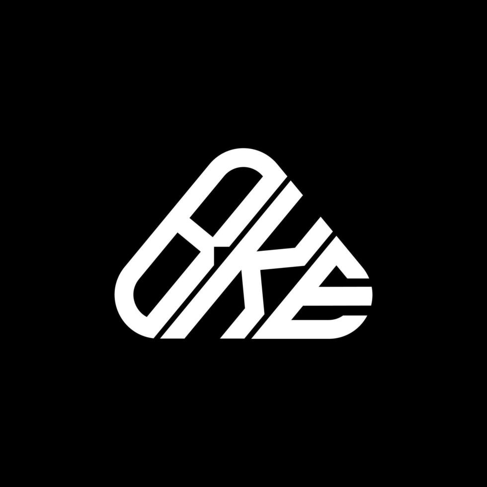Diseño creativo del logotipo de la letra bke con gráfico vectorial, logotipo simple y moderno de bke en forma de triángulo redondo. vector