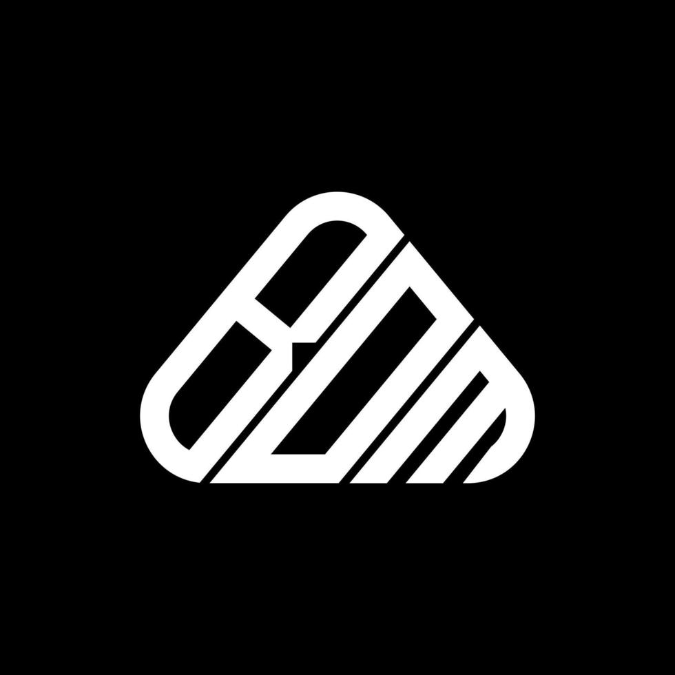 Diseño creativo del logotipo de la letra bom con gráfico vectorial, logotipo simple y moderno de bom en forma de triángulo redondo. vector
