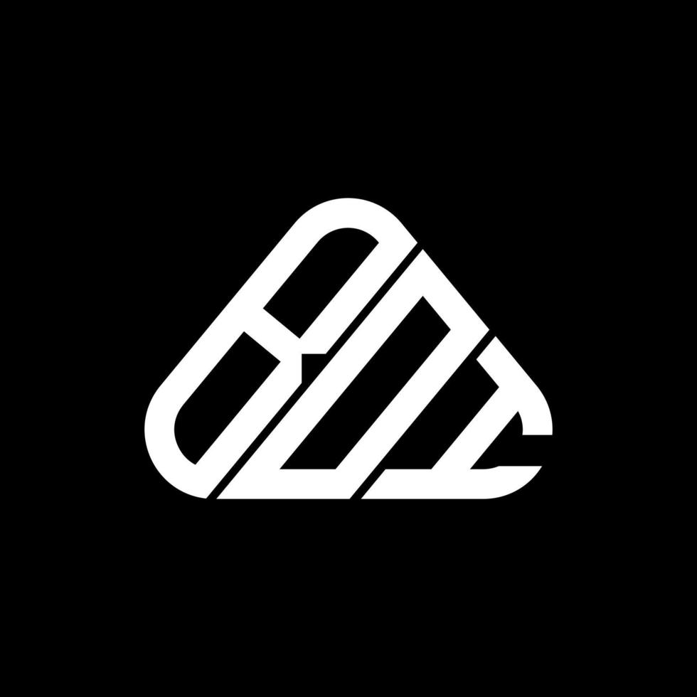 BOI letter logo creative design with vector graphic, BOI simple and modern logo in round triangle shape.