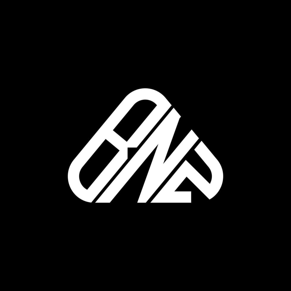 Diseño creativo del logotipo de la letra bnz con gráfico vectorial, logotipo simple y moderno de bnz en forma de triángulo redondo. vector