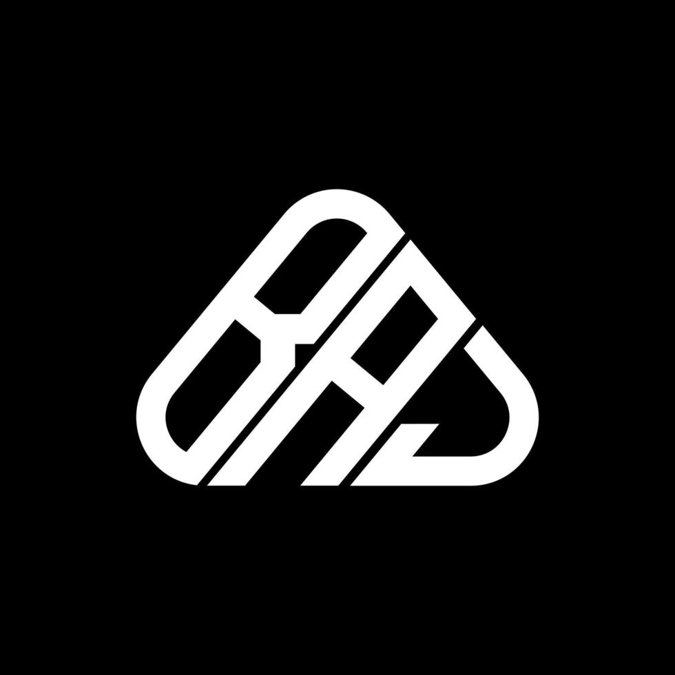 diseño creativo del logotipo de la letra baj con gráfico vectorial, logotipo simple y moderno de baj en forma de triángulo redondo. vector