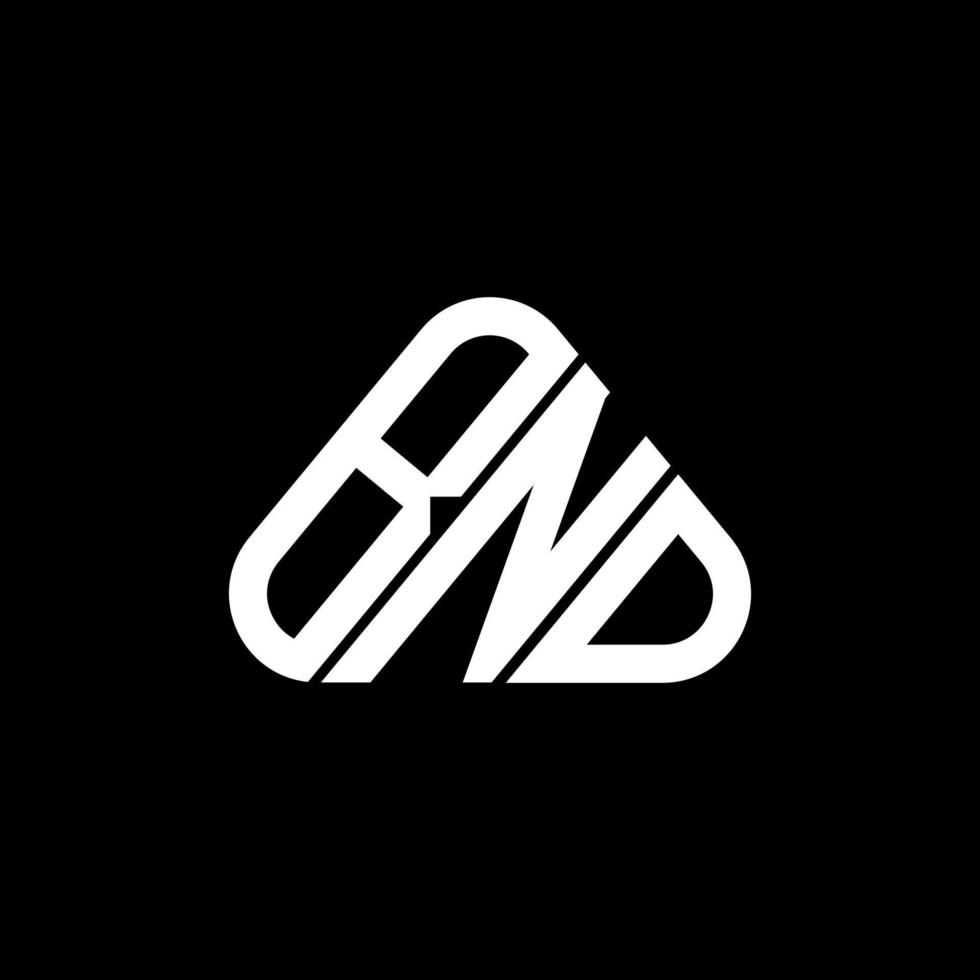 diseño creativo del logotipo de letra bnd con gráfico vectorial, logotipo bnd simple y moderno en forma de triángulo redondo. vector