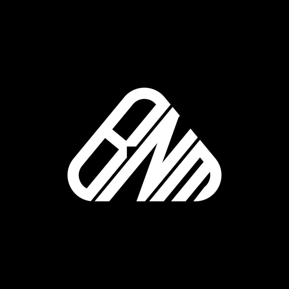diseño creativo del logotipo de letra bnm con gráfico vectorial, logotipo bnm simple y moderno en forma de triángulo redondo. vector