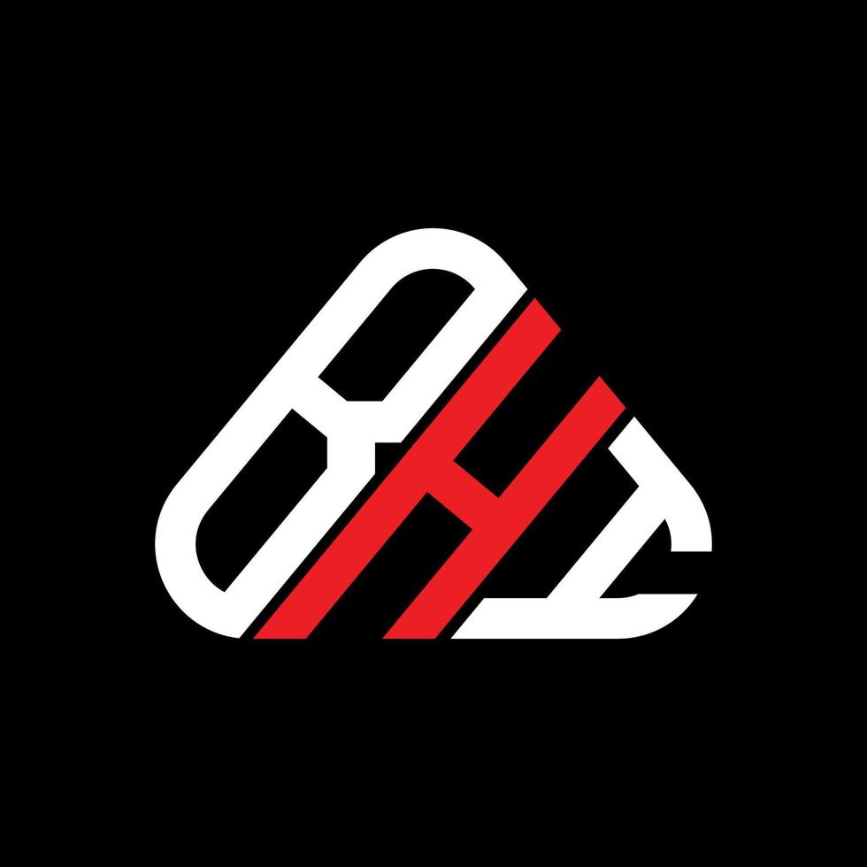 Diseño creativo del logotipo de la letra bhi con gráfico vectorial, logotipo simple y moderno de bhi en forma de triángulo redondo. vector