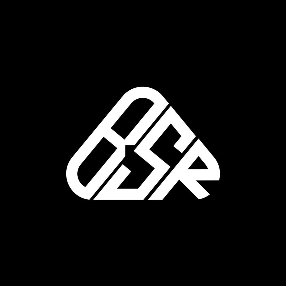 diseño creativo del logotipo de la letra bsr con gráfico vectorial, logotipo bsr simple y moderno en forma de triángulo redondo. vector