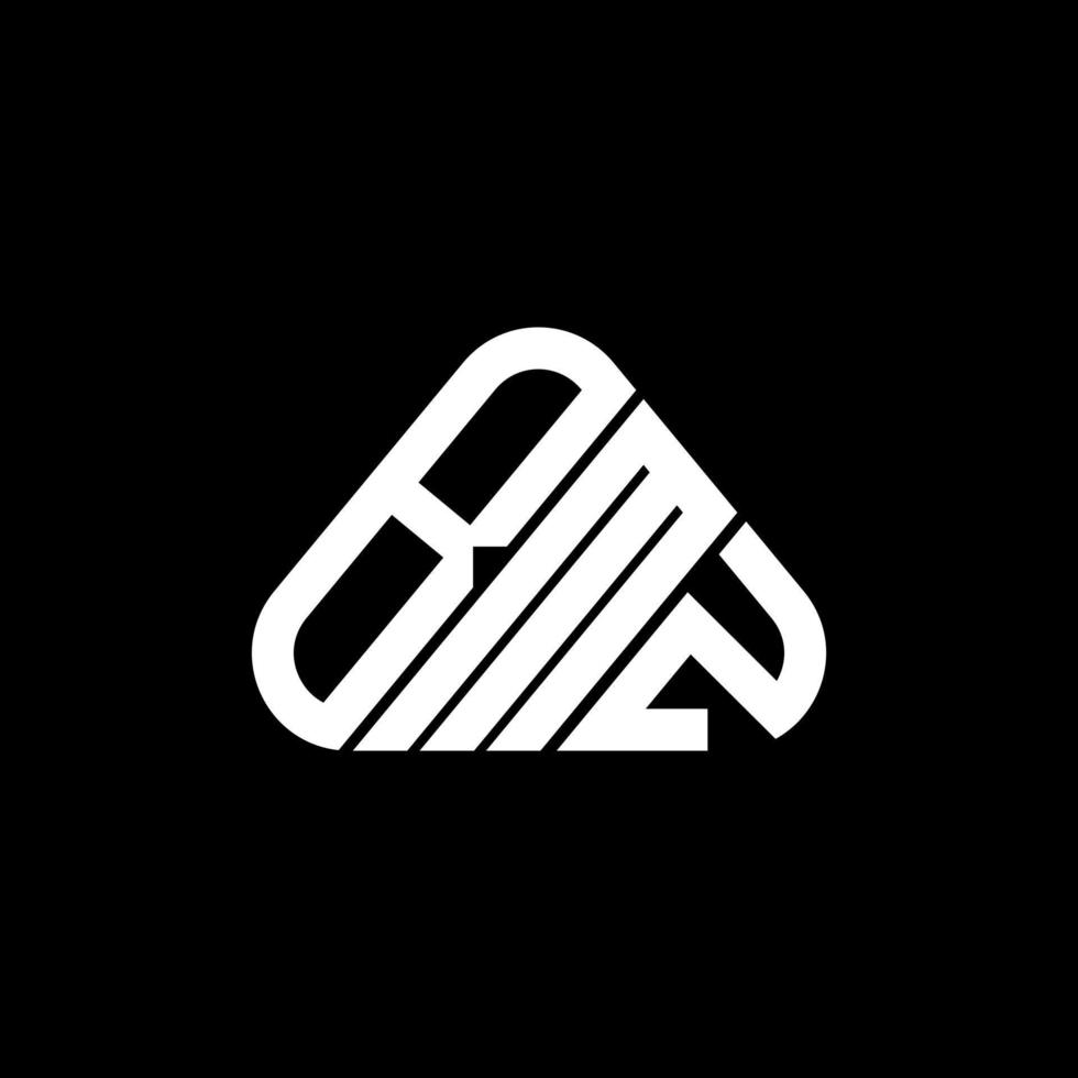 Diseño creativo del logotipo de la letra bmz con gráfico vectorial, logotipo simple y moderno de bmz en forma de triángulo redondo. vector