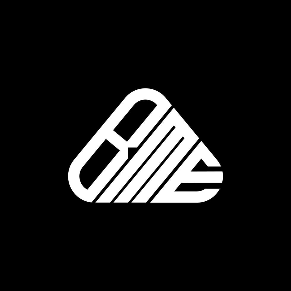 BME letter logo creative design with vector graphic, BME simple and modern logo in round triangle shape.