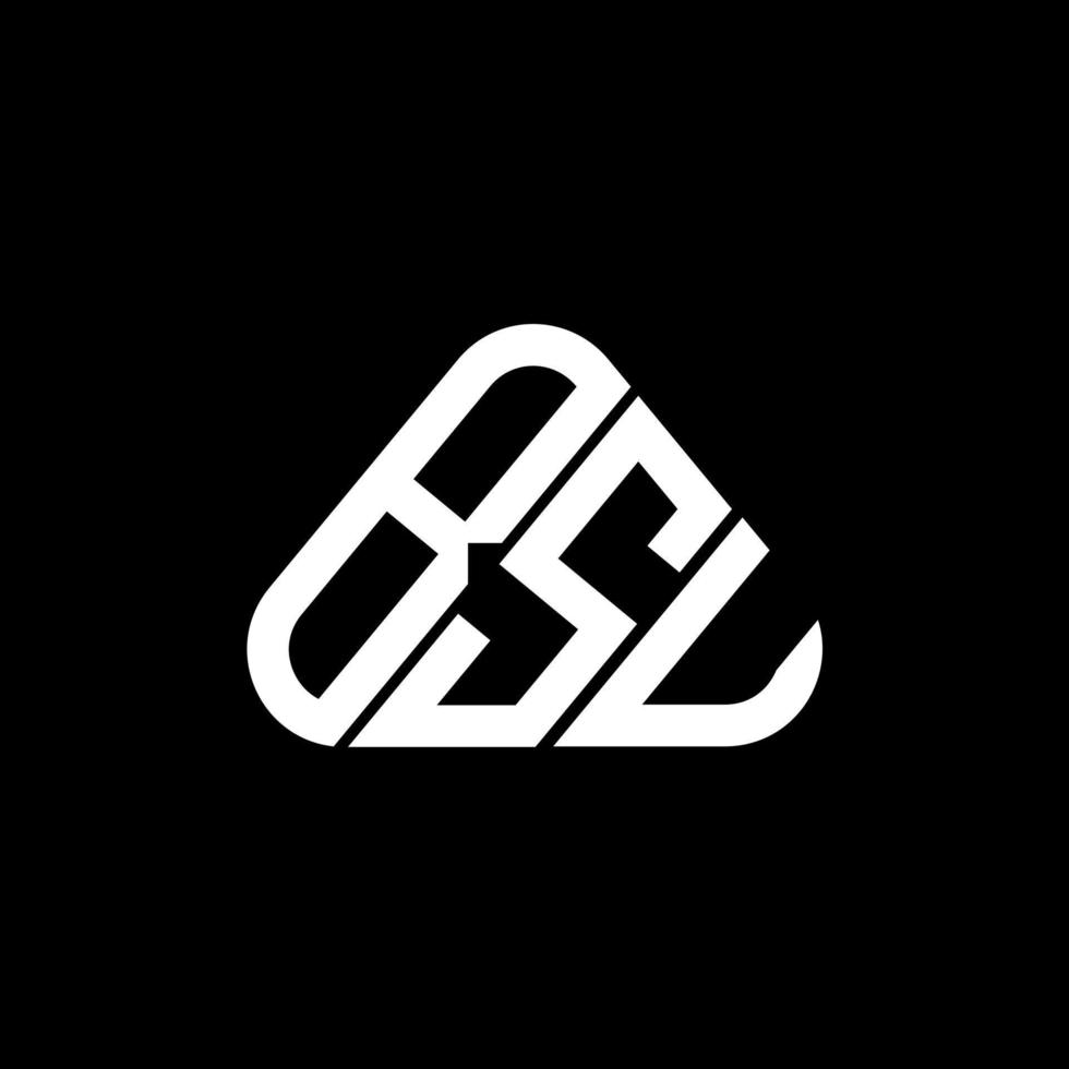 BSU letter logo creative design with vector graphic, BSU simple and modern logo in round triangle shape.