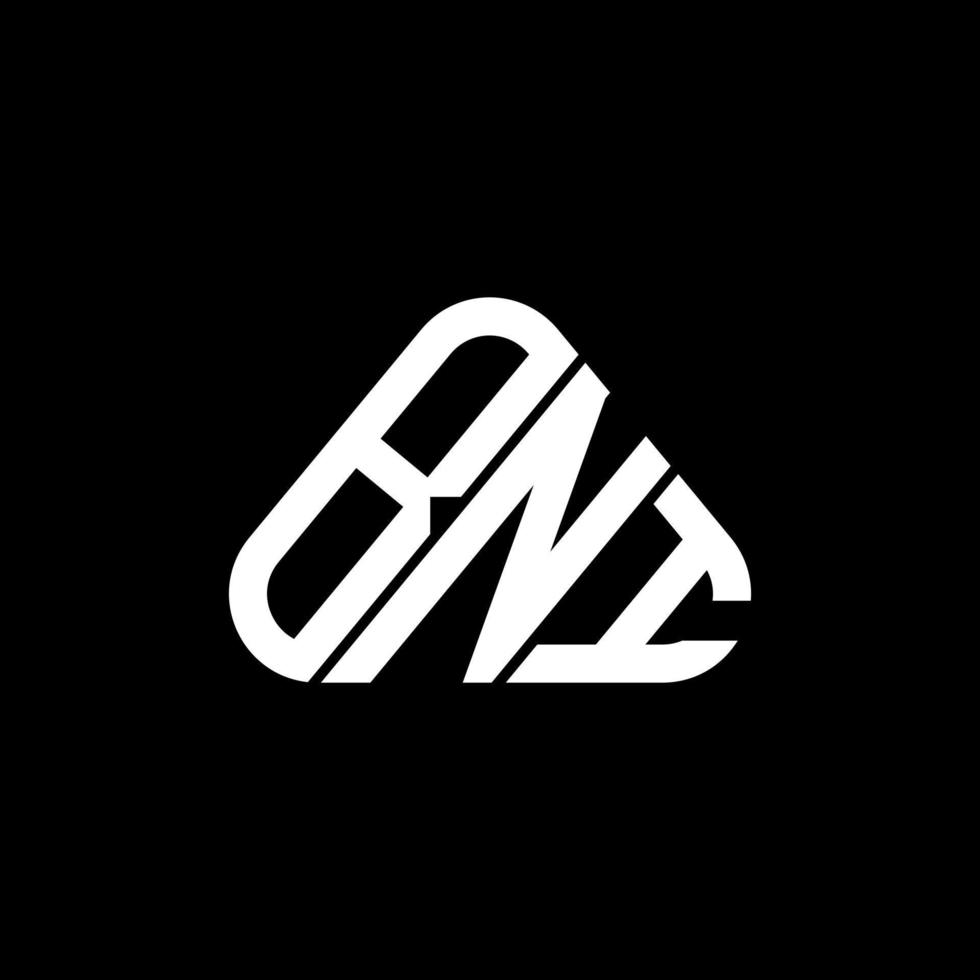Diseño creativo del logotipo de la letra bni con gráfico vectorial, logotipo simple y moderno de bni en forma de triángulo redondo. vector