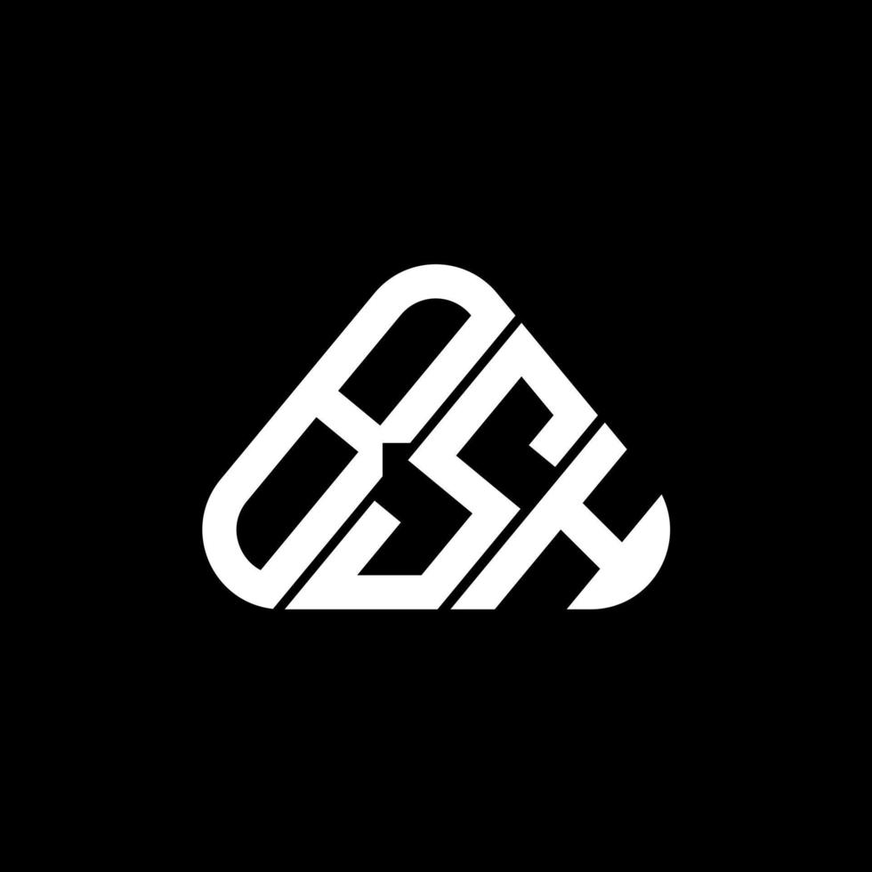 Diseño creativo del logotipo de la letra bsh con gráfico vectorial, logotipo simple y moderno de bsh en forma de triángulo redondo. vector