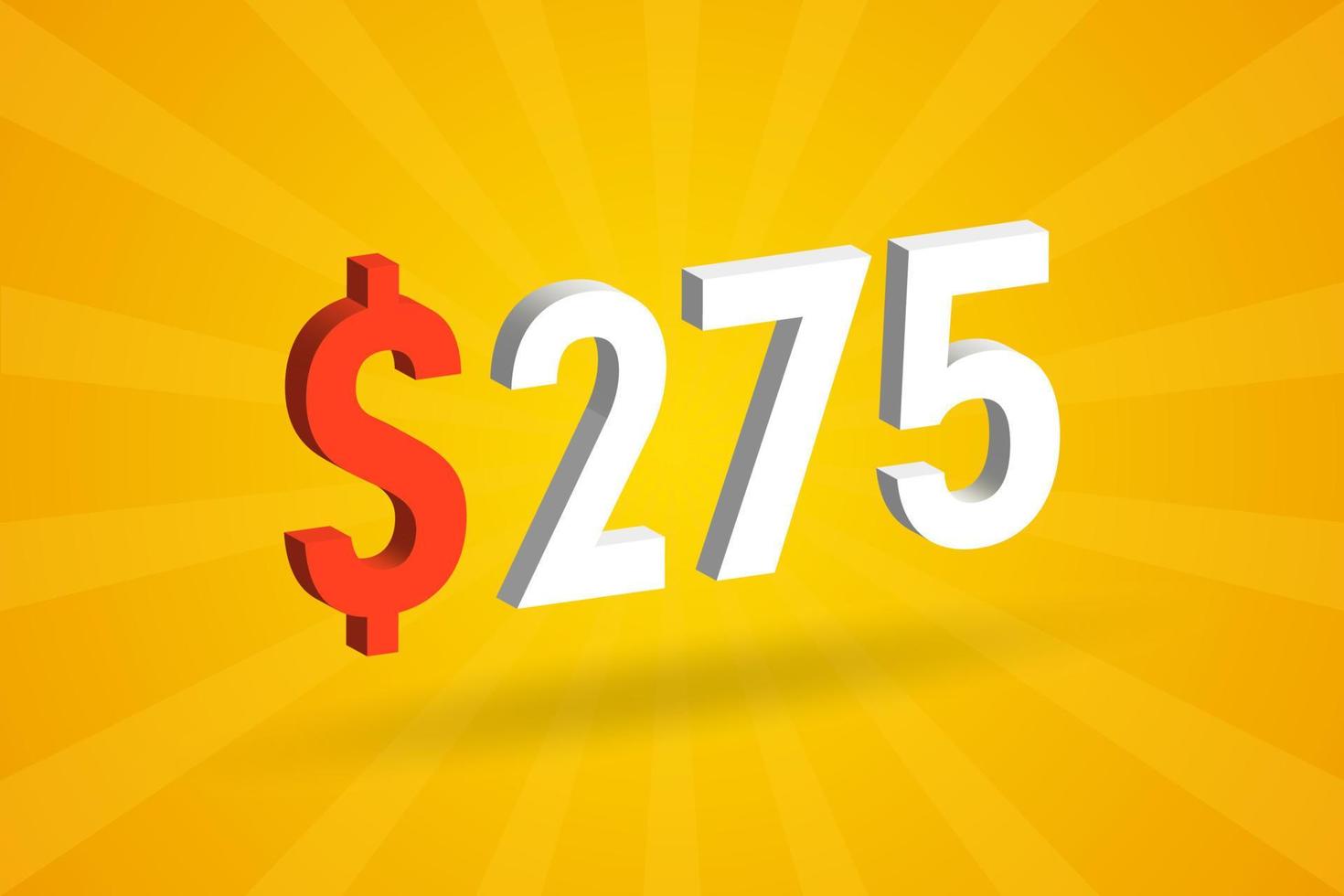 275 USD 3D text symbol 275 United State Dollar 3D with yellow 275 USD 3D text symbol 275 United State Dollar 3D with yellow