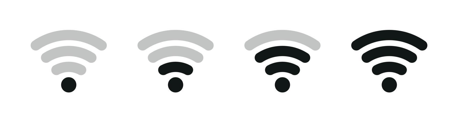 Wifi Icon Set, Rounded Wifi Logo Set With Signal On White Background vector