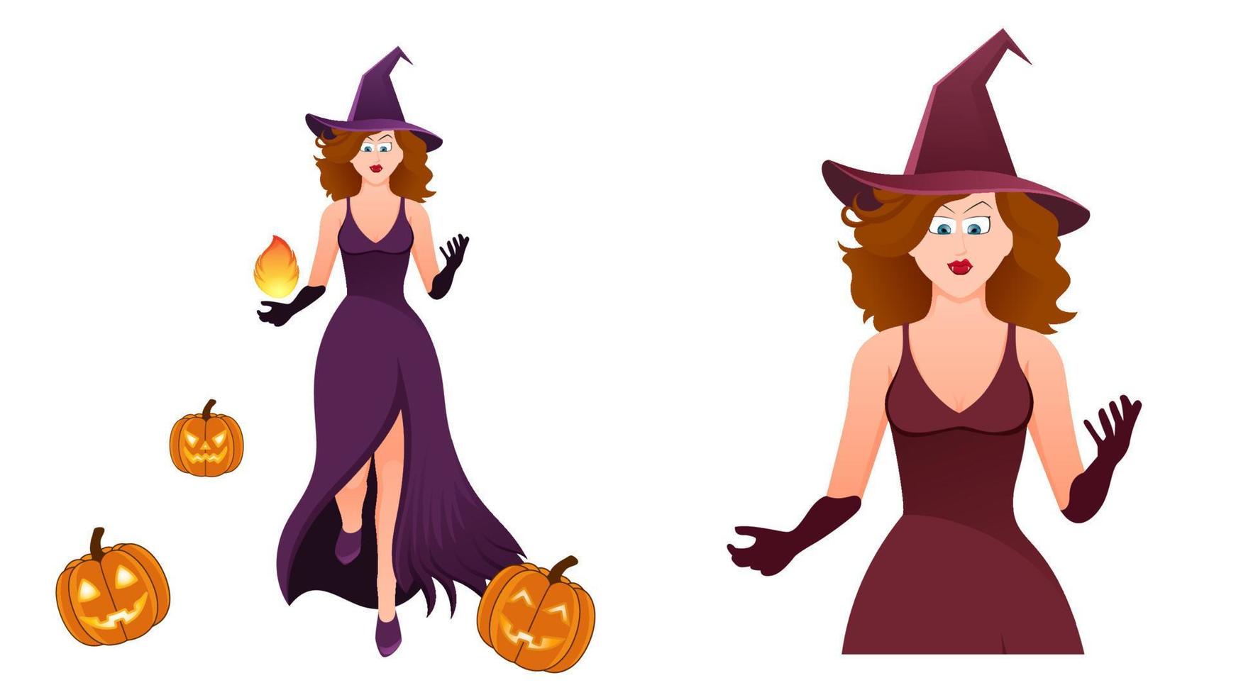 Halloween witch vector illustration, witch character vector illustration
