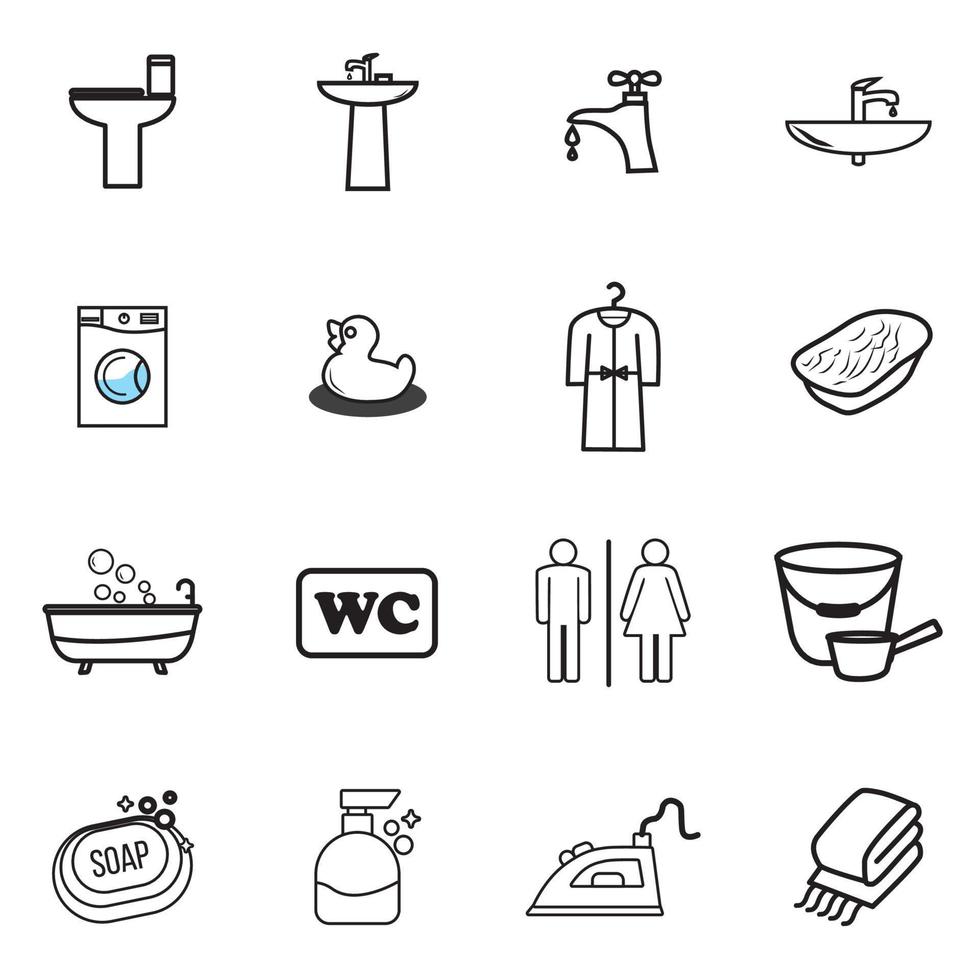 bathroom icon set editable vector