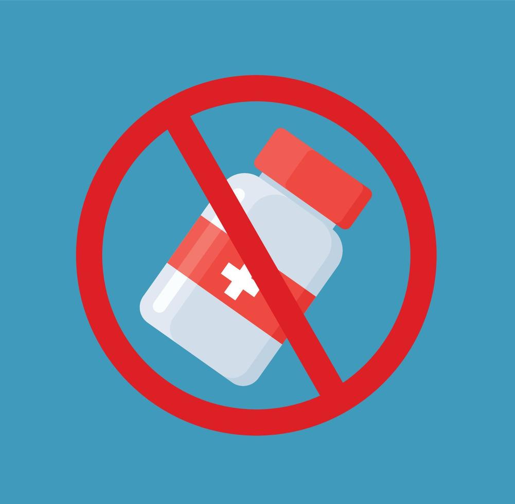 No pills sign isolated on white background, Vector illustration for web, mobile app in flat style