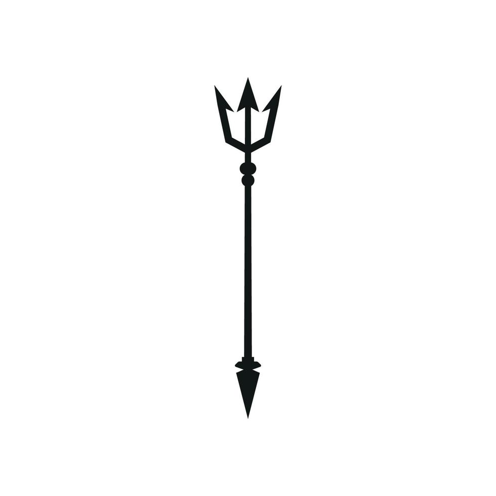 icono negro tridente. signo de neptuno Ilustración de vector de símbolo nacional de barbados. aislado en blanco