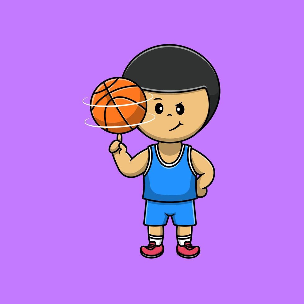 lindo niño jugando baloncesto dibujos animados vector iconos ilustración. concepto de caricatura plana. adecuado para cualquier proyecto creativo.