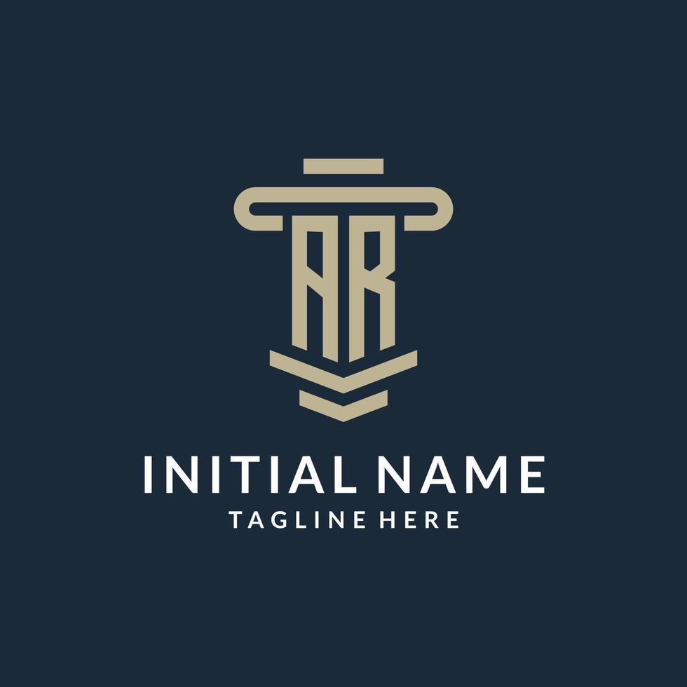 AR initial logo monogram with simple luxury pillar line vector design