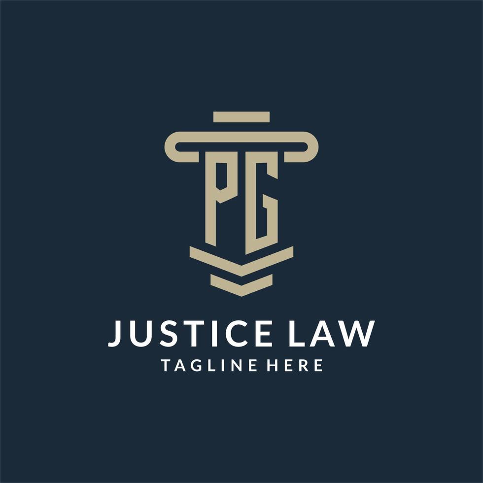 PG initial logo monogram with simple luxury pillar line vector design