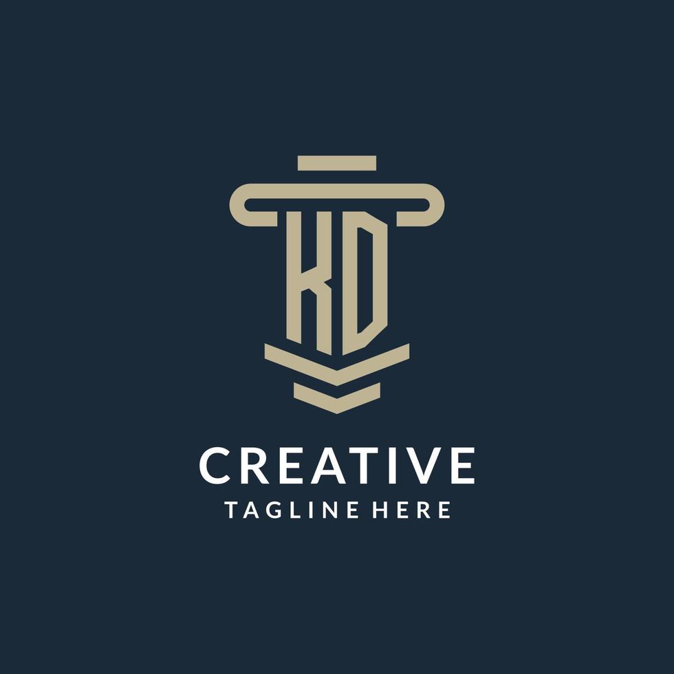 KD initial logo monogram with simple luxury pillar line vector design