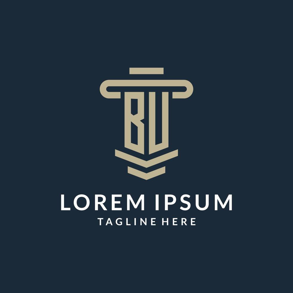 BU initial logo monogram with simple luxury pillar line vector design
