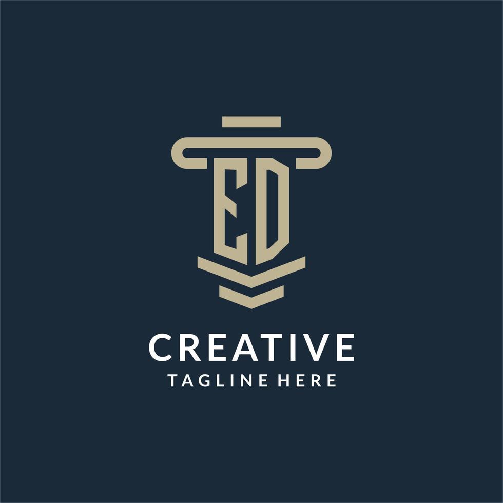 ED initial logo monogram with simple luxury pillar line vector design