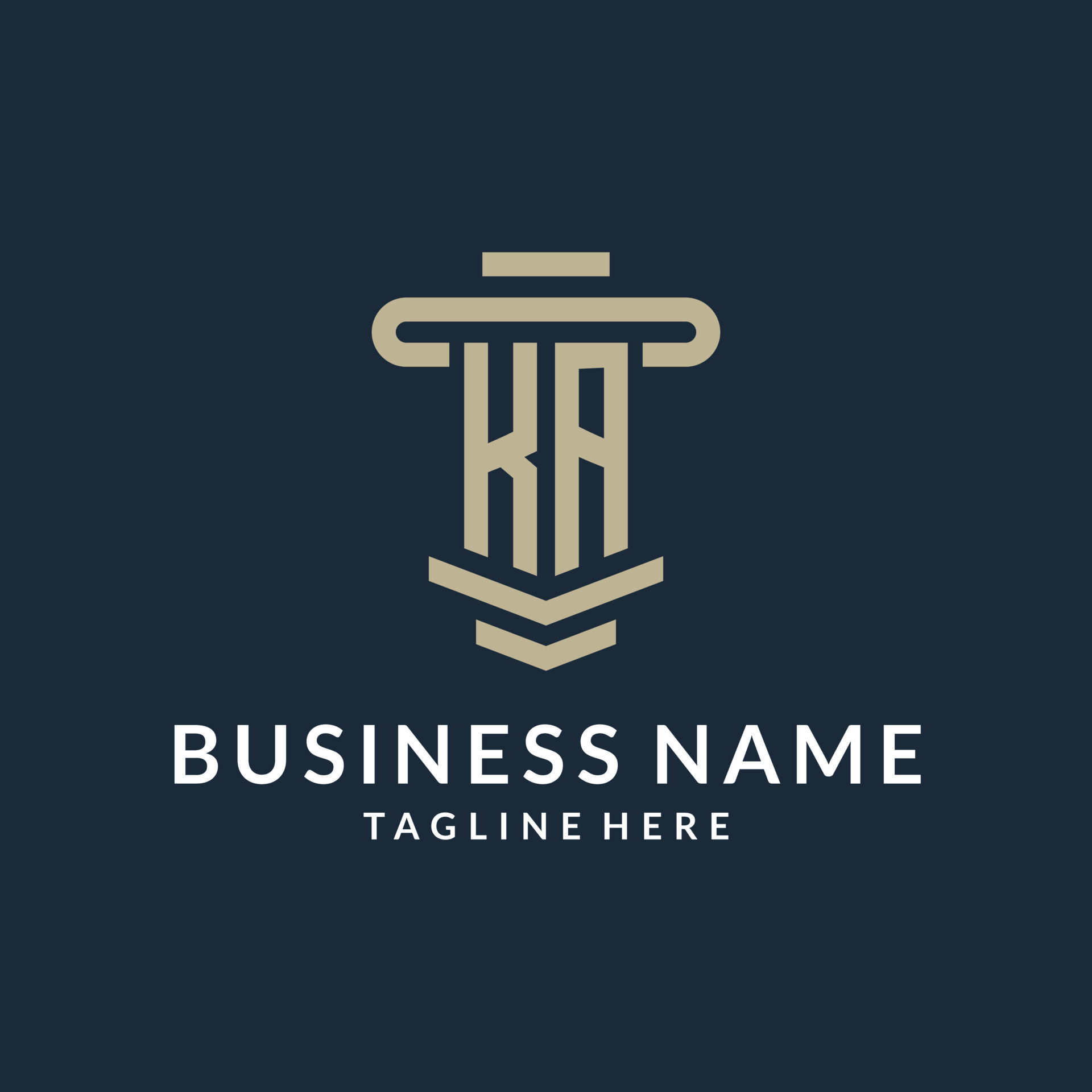 KA initial logo monogram with simple luxury pillar line vector design ...