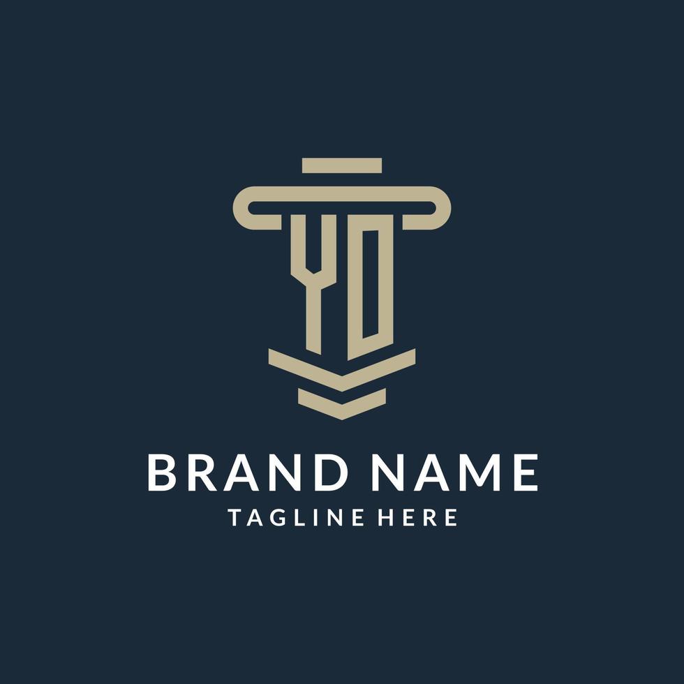 YO initial logo monogram with simple luxury pillar line vector design