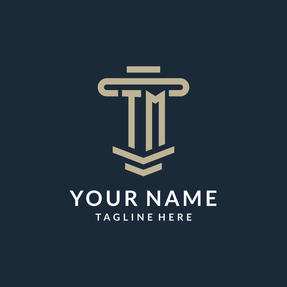 TM initial logo monogram with simple luxury pillar line vector design