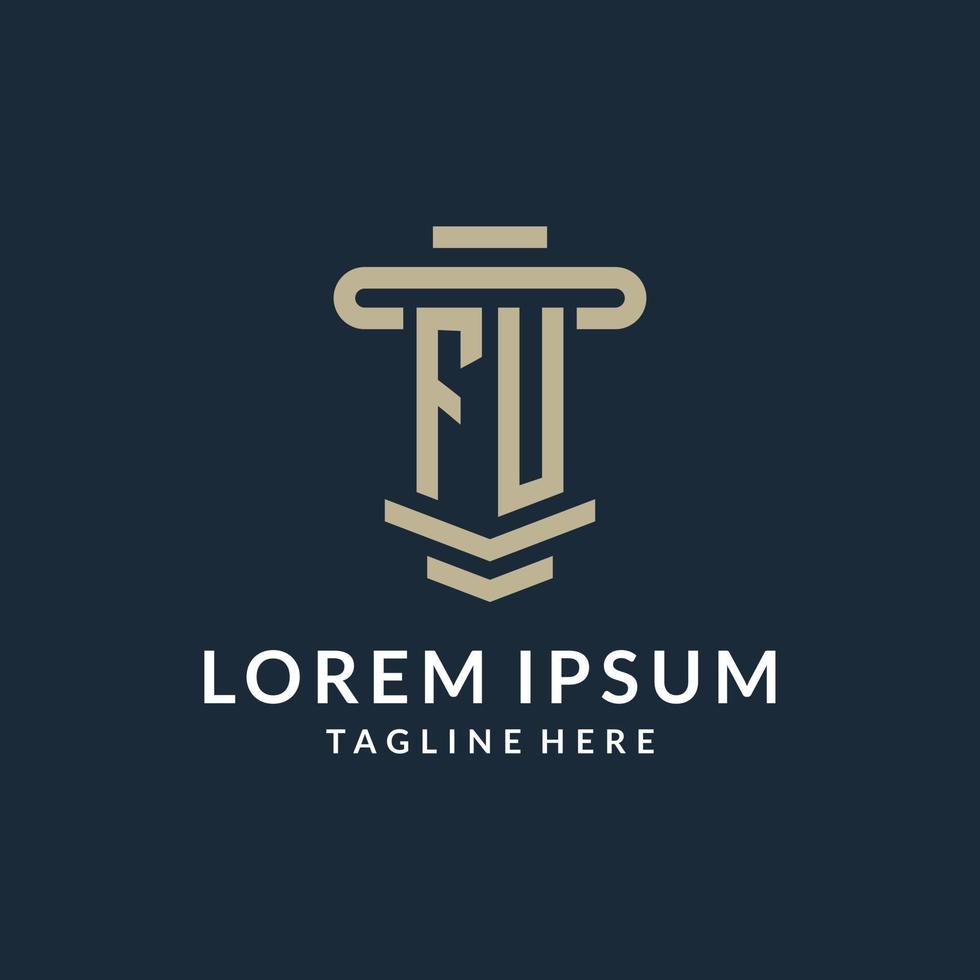 FU initial logo monogram with simple luxury pillar line vector design