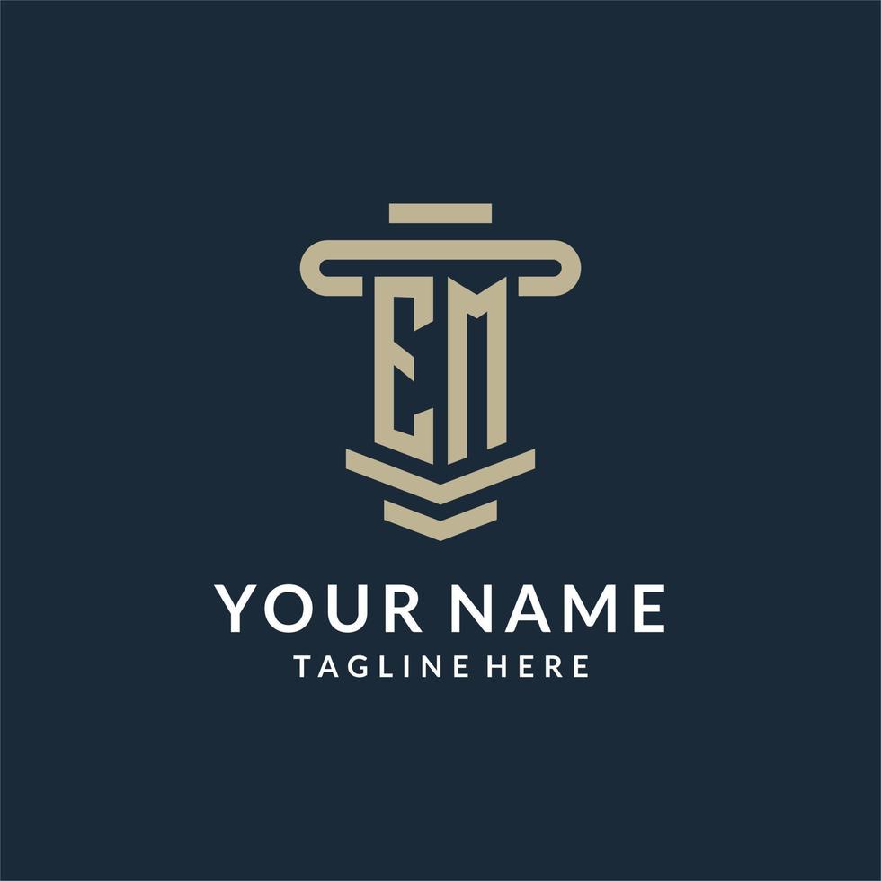 EM initial logo monogram with simple luxury pillar line vector design