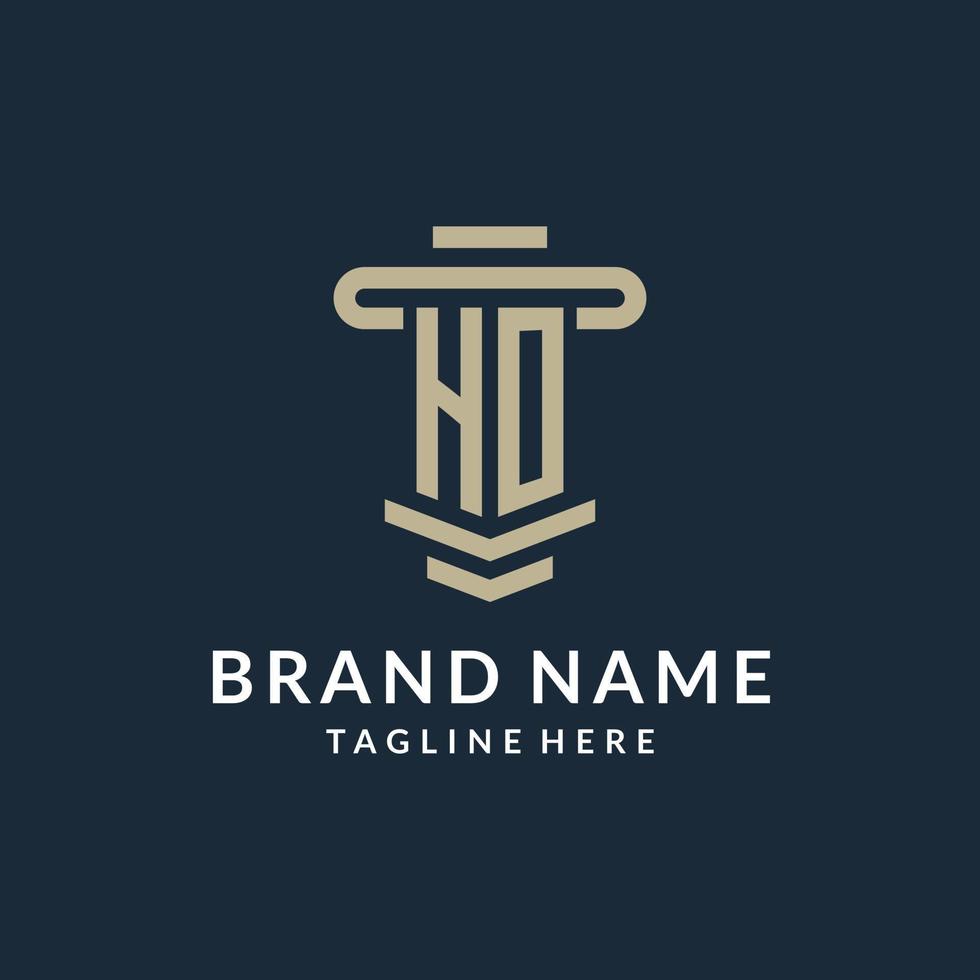 HO initial logo monogram with simple luxury pillar line vector design