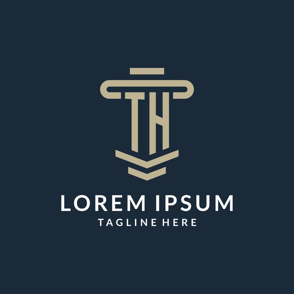 TH initial logo monogram with simple luxury pillar line vector design