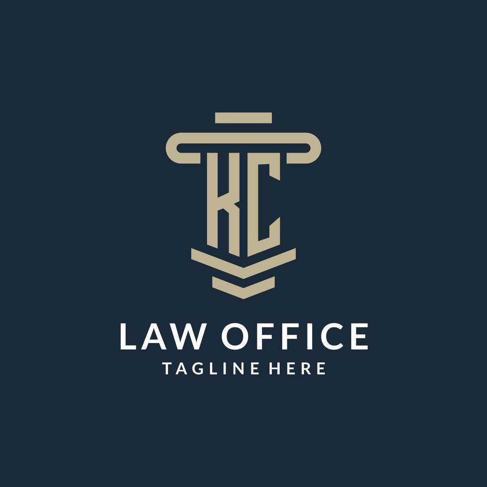 KC initial logo monogram with simple luxury pillar line vector design